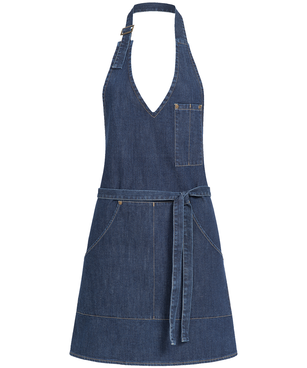 Dames halterschort denim 70x65 cm