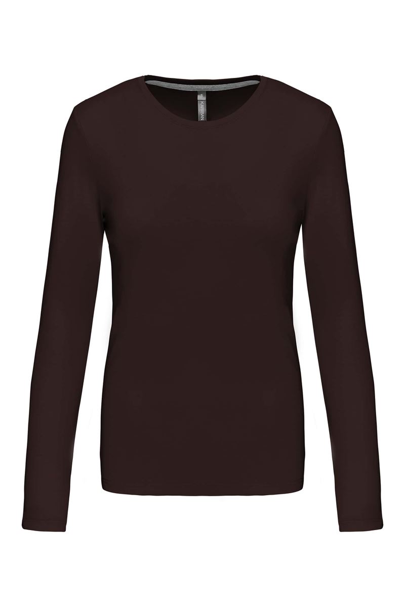 Dames T-shirt ronde hals lange mouwen