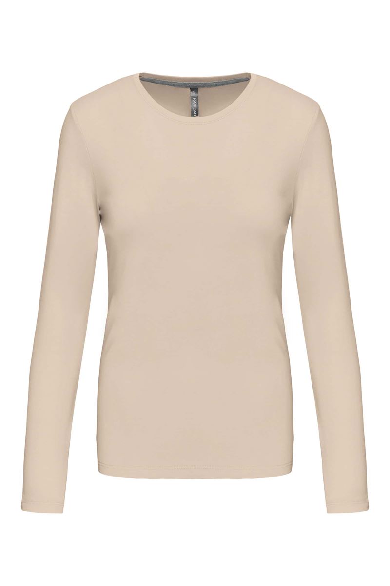 Dames T-shirt ronde hals lange mouwen