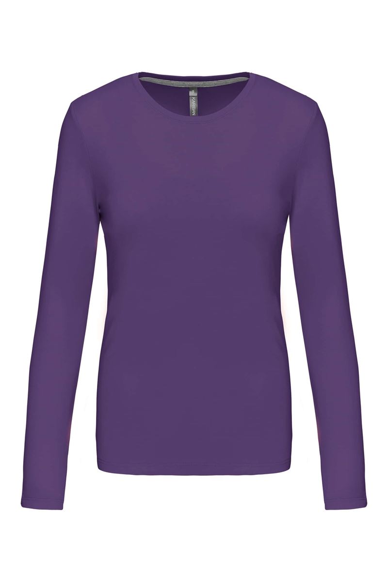 Dames T-shirt ronde hals lange mouwen