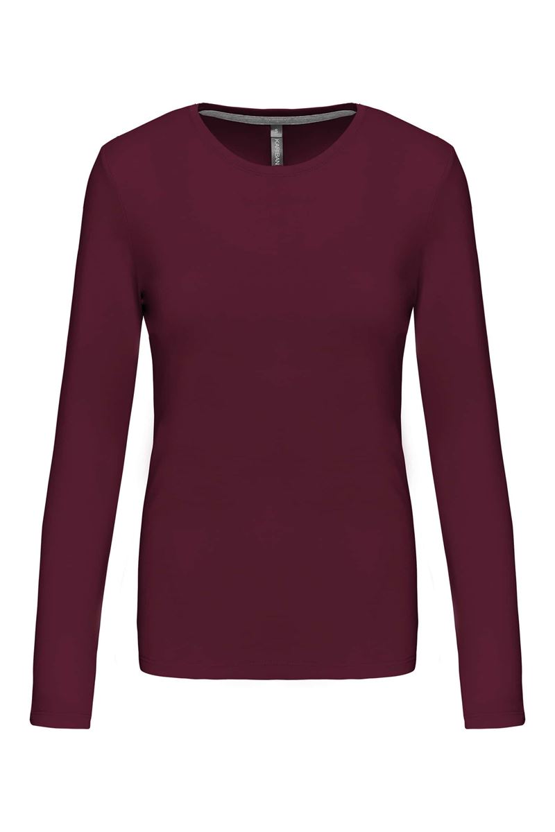 Dames T-shirt ronde hals lange mouwen