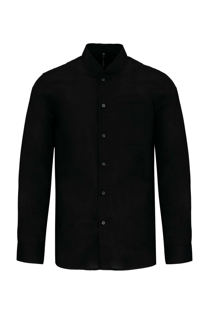 Herenoverhemd met "Mao" kraag lange mouwen