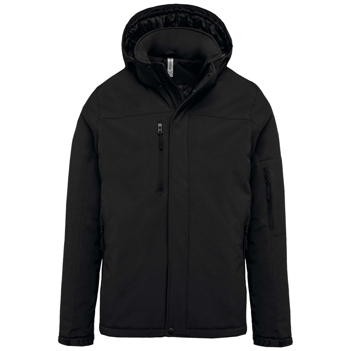 Gewatteerde softshell herenparka met capuchon