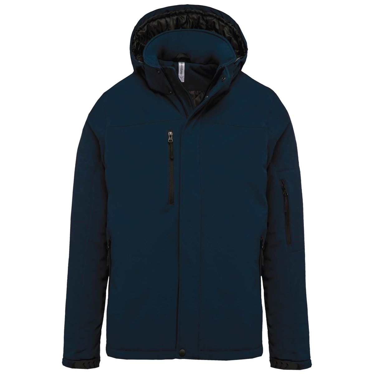 Gewatteerde softshell herenparka met capuchon