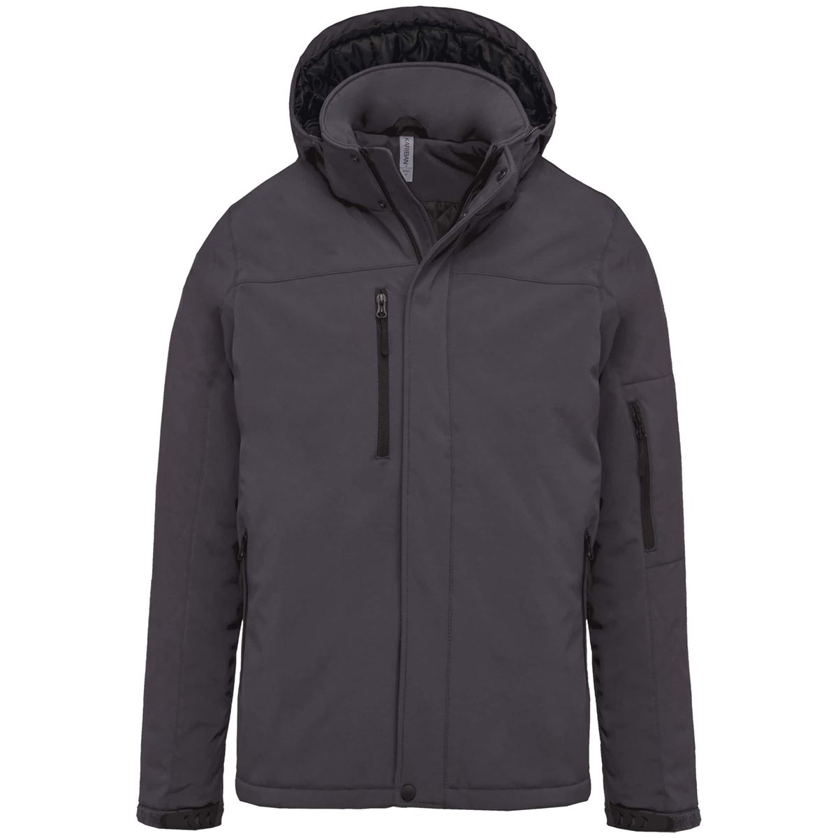 Gewatteerde softshell herenparka met capuchon