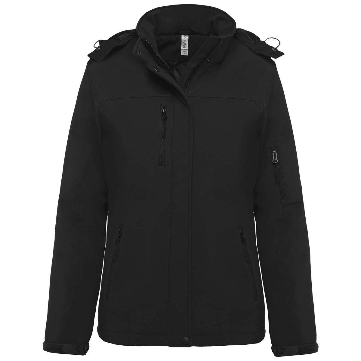 Gewatteerde softshell damesparka met capuchon