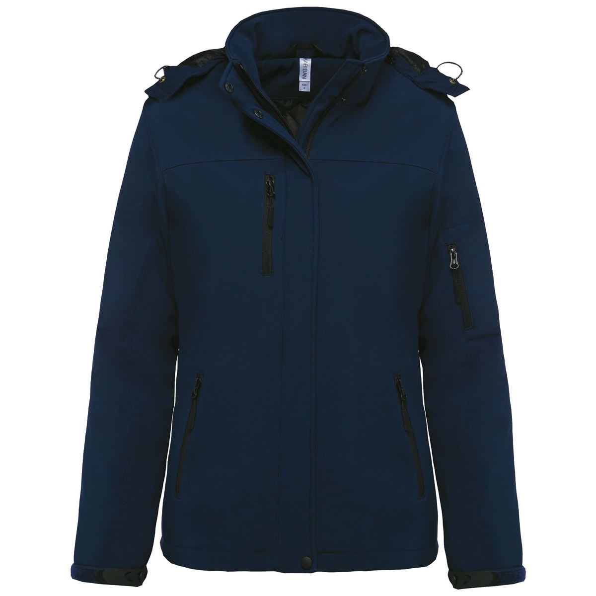 Gewatteerde softshell damesparka met capuchon